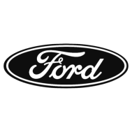 Das Bild zeigt das Ford-Logo mit dem Wort „Ford“ in weißer Schreibschrift in einem schwarzen Oval mit weißer Umrandung.